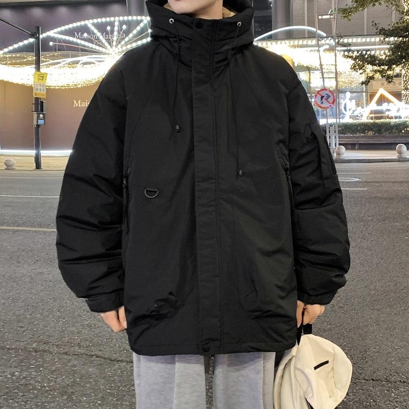 Зимняя новая пуховая куртка с капюшоном высокого качества, корейская версия, свободная, мужская и женская, одинаковая, рабочая, уличная ветрозащитная куртка