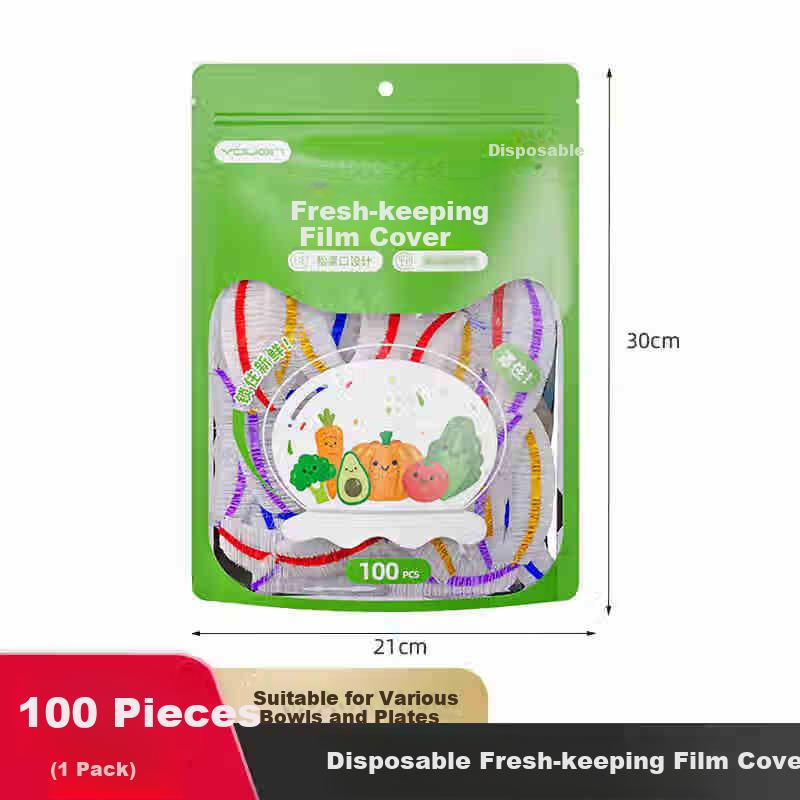 Jiadu Suction Cup Food Wrap Set (100 Pieces), Refrigerator Food Preservation Cover, Disposable Food Storage Bags, Organizer