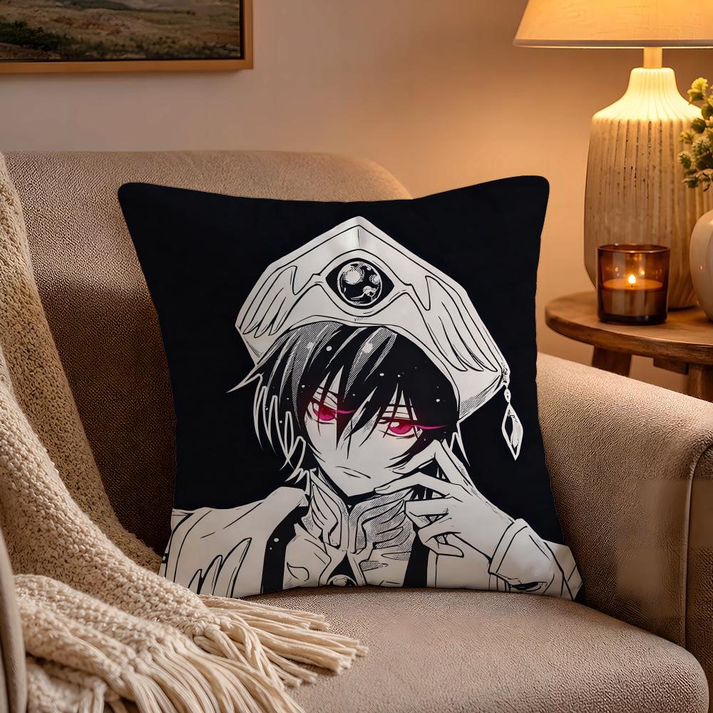 Классическая наволочка для подушки из аниме Code Geass, мягкая плюшевая наволочка для подушки, двусторонняя печать и скрытая молния для дивана, дома, автомобиля