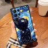 Милая мультяшная кошка Иллюстрация Чехол для телефона Для Samsung Galaxy S26 S25 S24 S23 S22 S21 S20 Ultra Plus FE 5G Черный Мягкий ТПУ