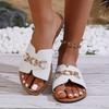 Лето 2025 внешняя торговля большой размер шлепанцы на плоской подошве женские легкие модные цепочка квадратный носок сандалии на один палец повседневные