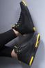 Men's Fashion Faux Leather Flat Heeled Booties Black Yellow Sneaker Boots Shoes