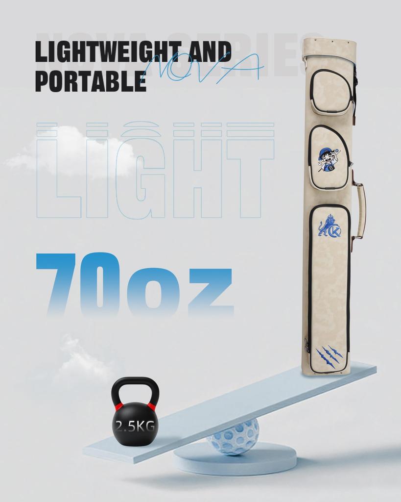 KONLLEN 2x4 Жесткий кейс для кия с отделениями для 2 турняков и 4 шафтов, сумка для бильярдного кия с регулируемым плечевым ремнем, кейс, несколько карманов, шафты,