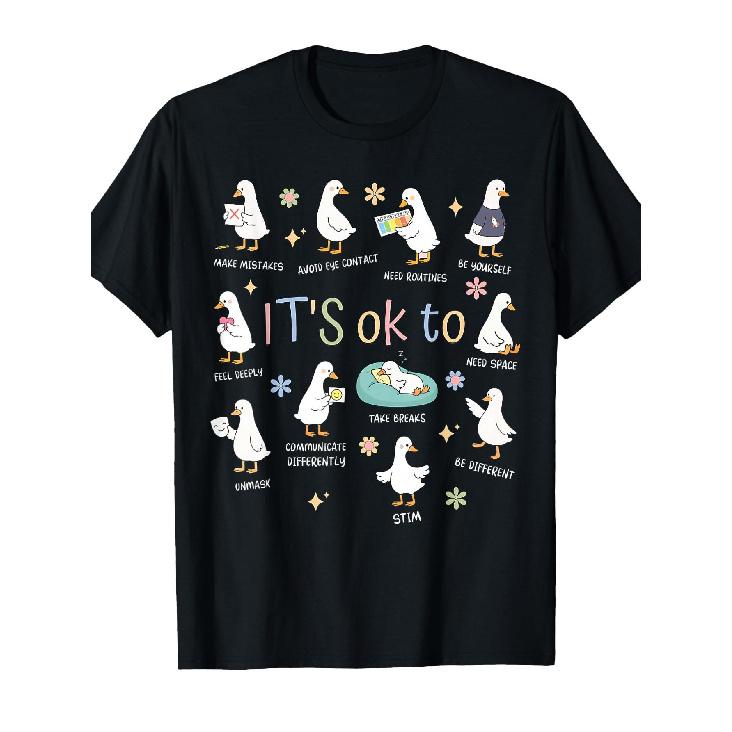 Funny It's Ok to Be Different Autism Goose Teacher T-Shirt