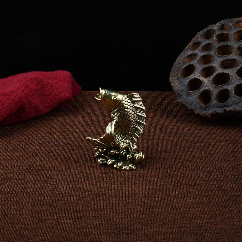 Латунная фигурка рыбки кои для дома, гостиной, офиса, чайного столика, чайный питомец, декор, ремесленное украшение