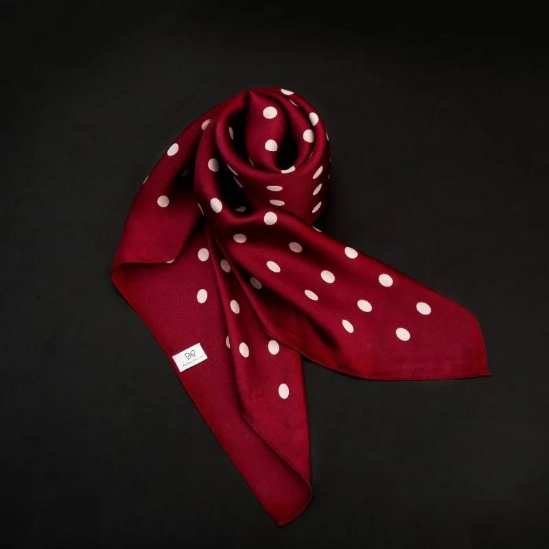 70cm Fashion Polka Dot Printed Scarf for Women Spring and Summer New Emulated Square Scarf for Trendy Versatile Headscarf Shawl