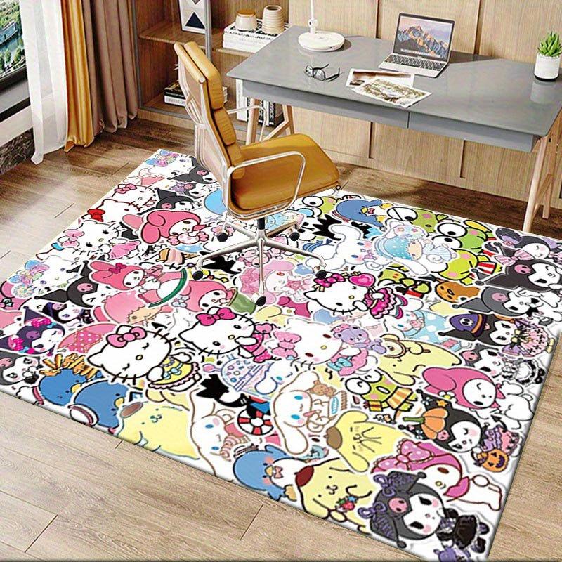 1 шт. Sanrio Hello Kitty Ковер для офиса с принтом русалки Прямоугольный коврик под стол, Идеальный декор для гостиной, спальни, кухни, Нескользящий пол