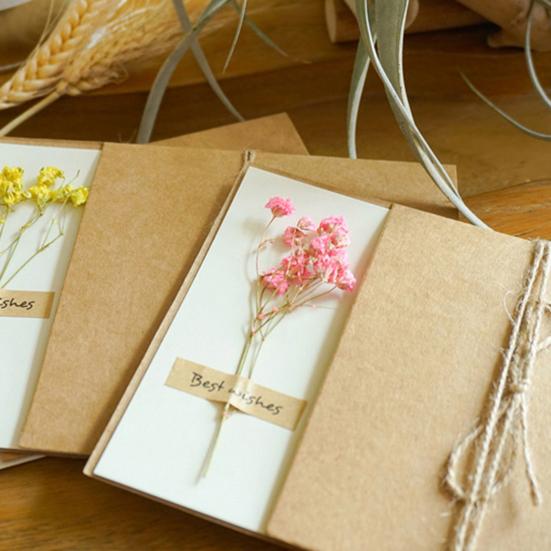 1 комплект поздравительных открыток из бумаги с цветочным принтом, привлекательный креативный крафт-дизайн, открытка на день рождения друга