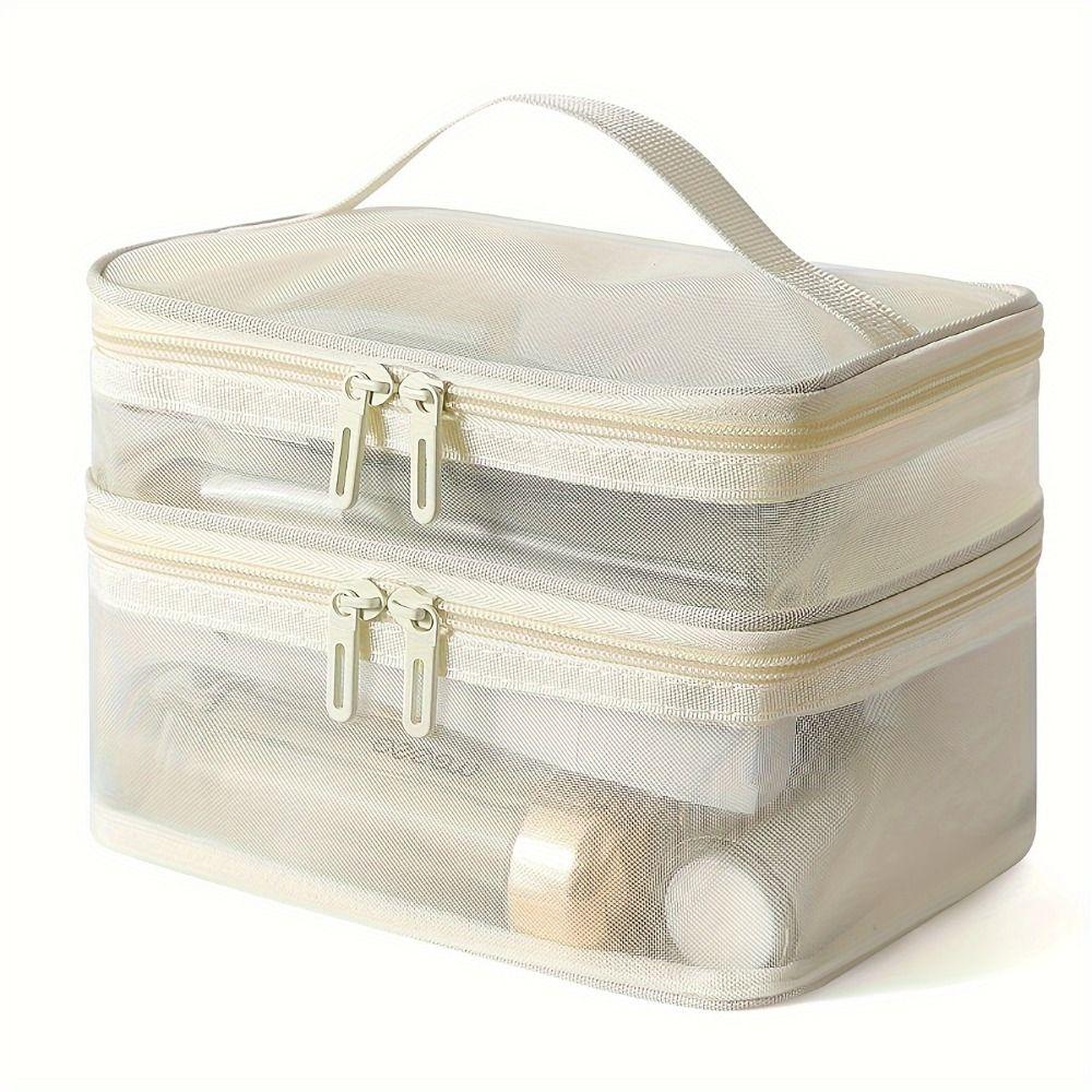 1/2/3 Layers Mesh Cosmetic Bags Zipper Perspective Makeup Bag Casual Cosmetic Storage Bag Women