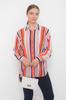 Women's Style Plus Size Shirt Double Breasted Colored Striped Classic Crepe Big Size Shirt