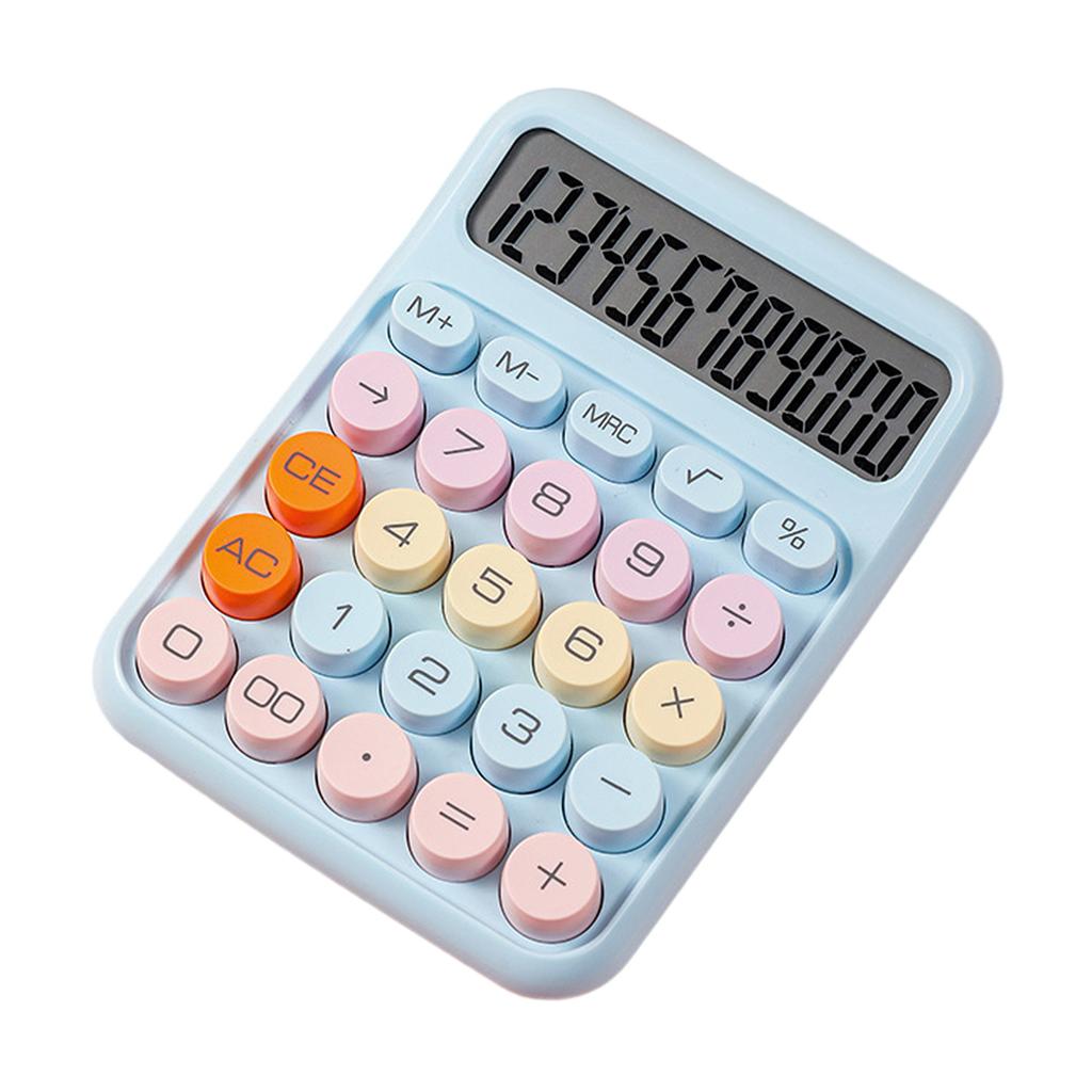 Mechanical Calculator 12 Digit Large LCD Display Big Round Button Cute Candy Colored Calculator