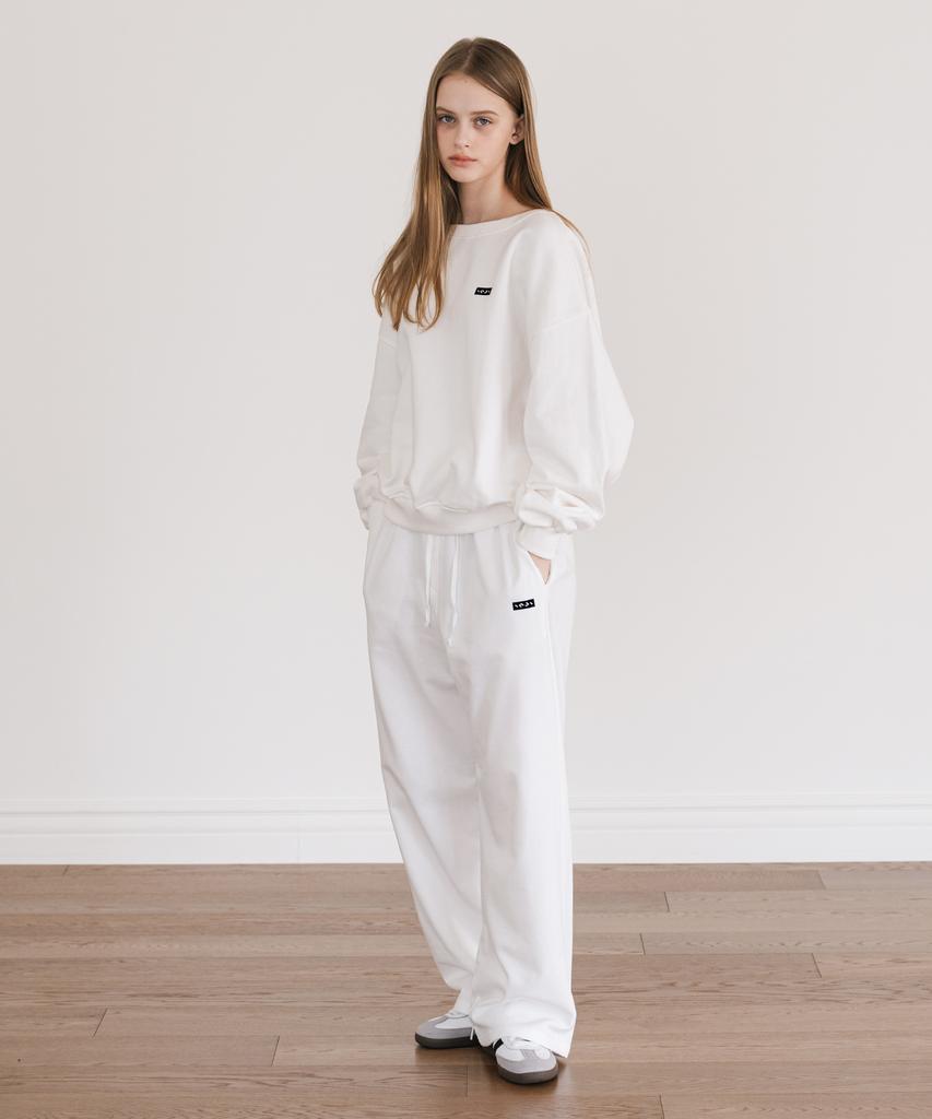 INJIACTIVE Semi Wide Logo Sweatpants White