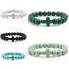 1PC Men Women Gift Cross Charm Beaded Bracelets Matte Bracelet Jewelry Handmade Natural Stone Prayer  Accessories