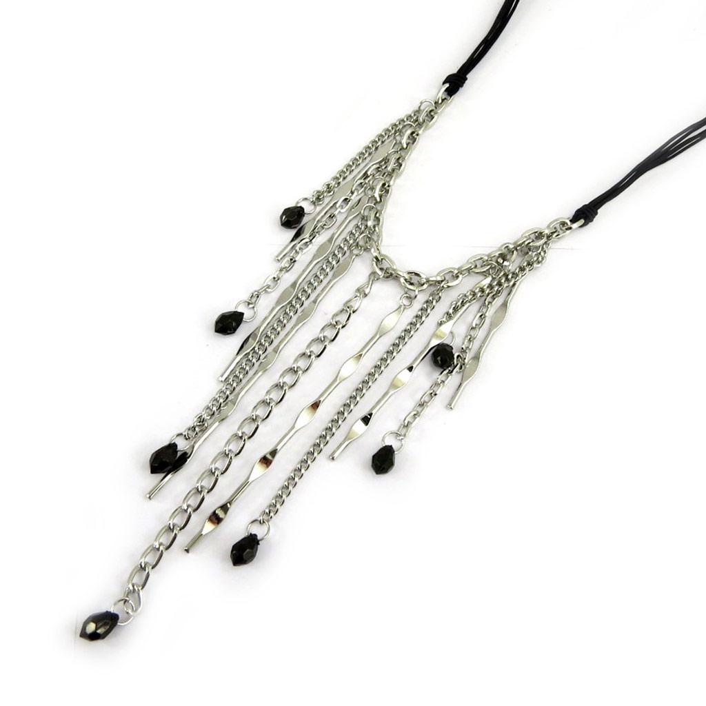 Les Trésors De Lily [L4259] - Black Silver 'Kilimanjaro' Necklace