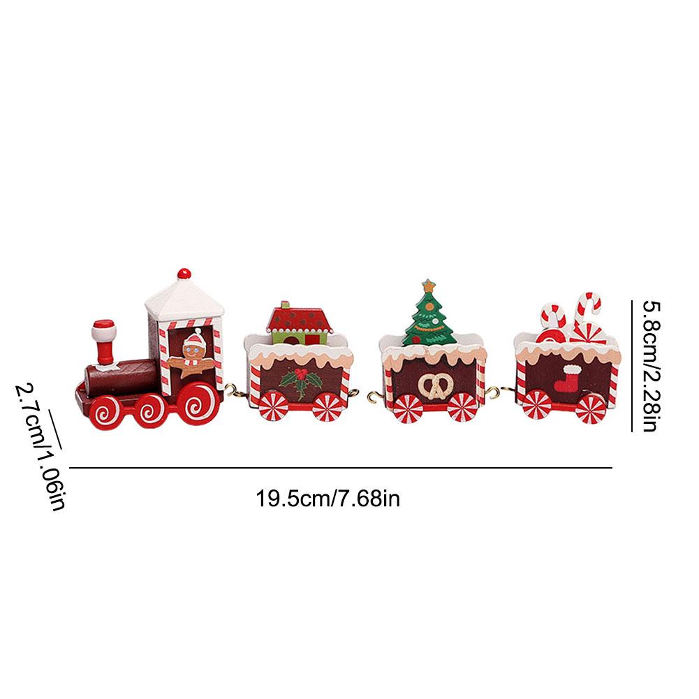 Wooden Christmas Small Train Xmas Table Top Ornament Christmas Train Ornament Toys Xmas Ornaments for Kids Gift Home Decoration