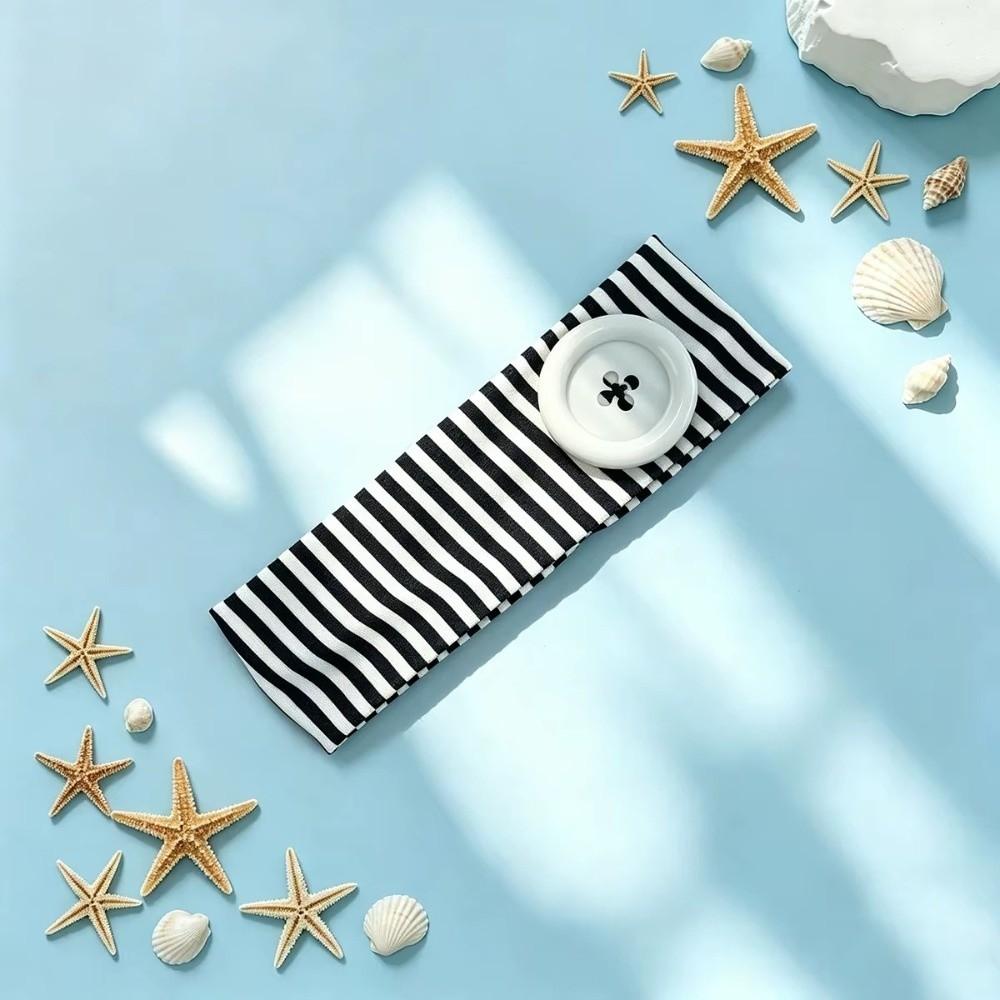Oversized Button Sports Striped Printed Headband Stretch Fabric Fitness Hairband  Daily Wear