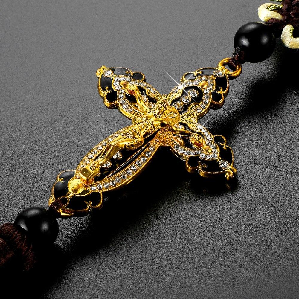 Metal Diamond Cross Jesus Christian Religious Car Pendant  Car Rearview Mirror Ornaments Hanging Auto Car Styling Accessories