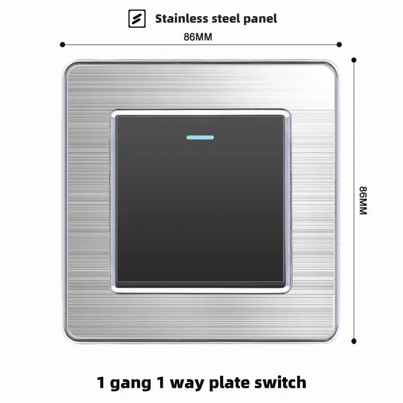 Luxury Brushed Stainless Steel Wall Light Switch,Universal 5pin 18W Type-C Quick Charging outlet,UK Standard Dual USB Socket