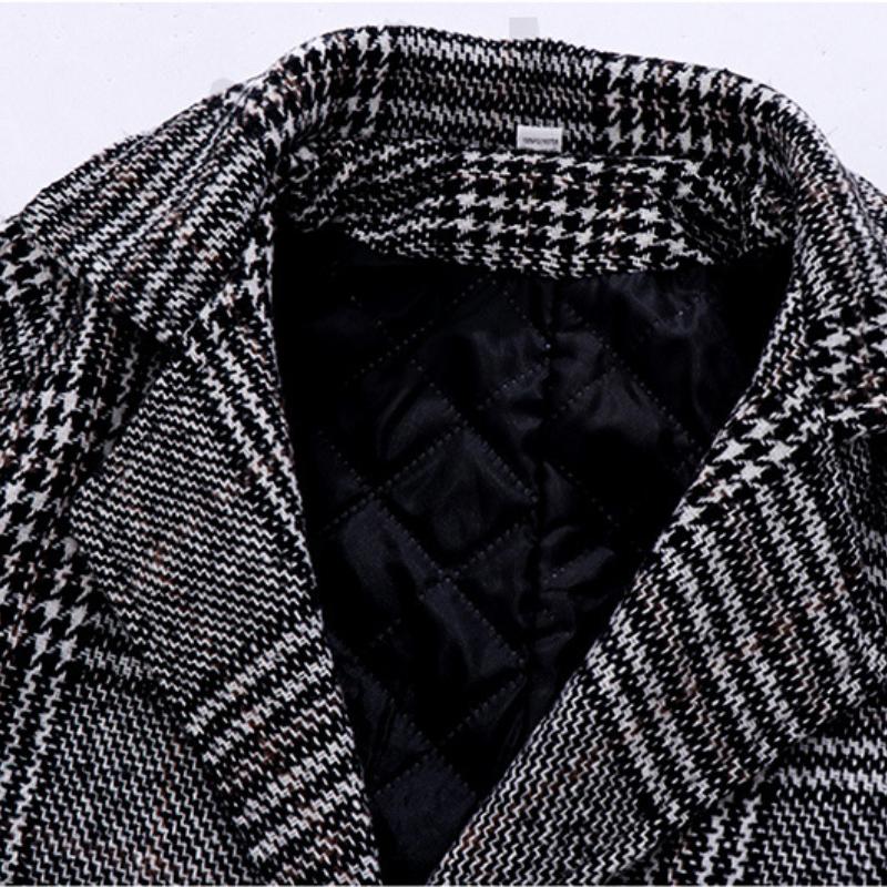 Осенне-зимнее детское пальто в клетку с узором «гусиная лапка» для девочек среднего и большого размера, теплое толстое пальто