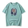 Earphone Pattern 10 Colors Pure Cotton Men T-shirt Round Neck Short Sleeve Loose Mans Tee Shirt Large Size S-6XL