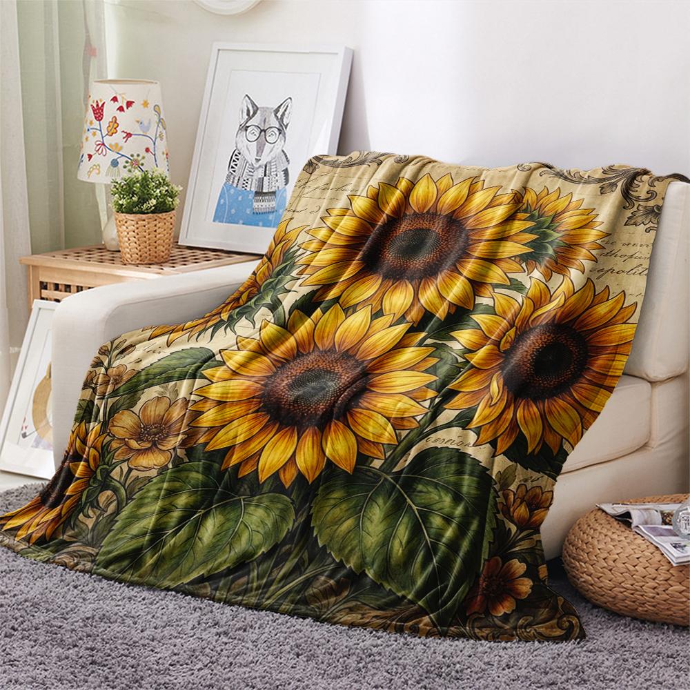 1PC Retro Tree of Life Flowers Print Flannel Blanket, High quality All Seasons, Home Decor, Warmth and Comfort, Perfect for Christmas Gifts