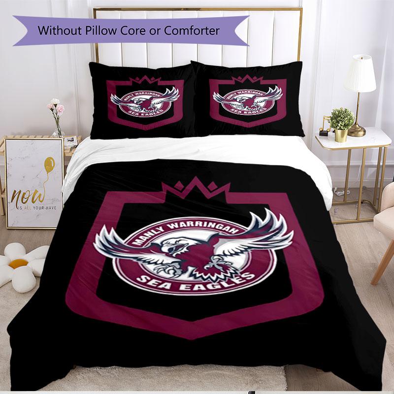 3pcs Duvet Cover Set (1*Duvet Cover + 2*Pillowcase, Without Core), Manly Warringah Sea Eagles Print Soft All‑Season Bedding Set, Home Bedroom Decor Gi
