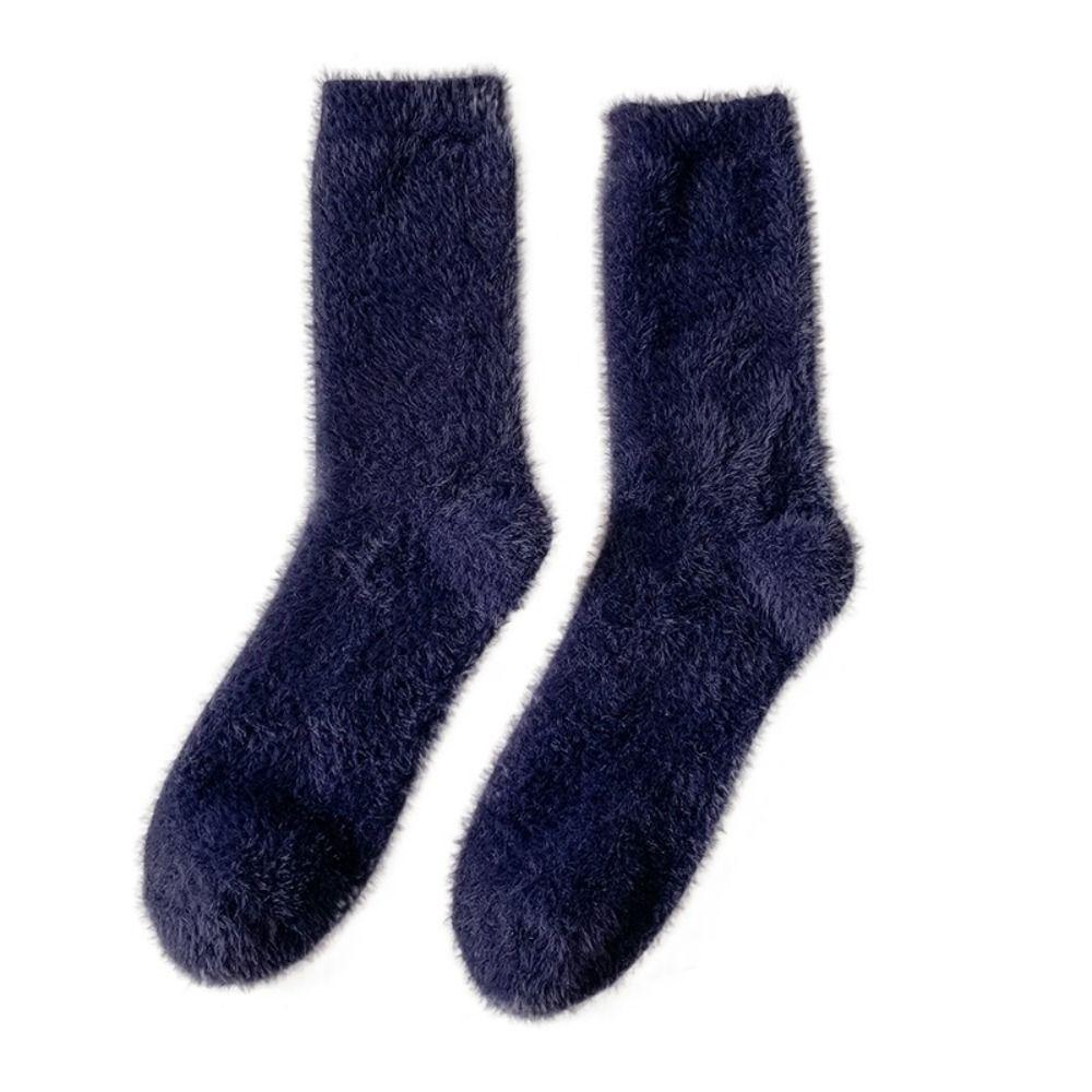 Solid Color Thick Fashion Trendy Middle Tube Hosiery Mink Velvet Man Socks Korean Style Socks