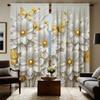 2-piece HD Digital White Tie Gold Butterfly Flower Curtain Home Decoration Style Decoration Living Room Bedroom Wear Rod Curtain