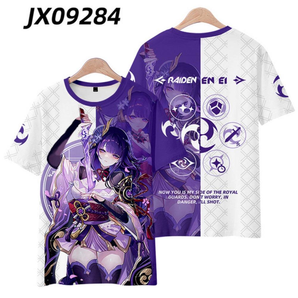 Футболка Game Genshin Impact с принтом KukiShinobu, 3D-косплей, унисекс, уличная одежда Harajuku, детский топ y2k, мужские и женские футболки с круглым вырезом