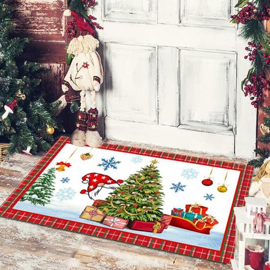 Рождественский ковер с красочным принтом, противоскользящий, декоративный, моющийся, износостойкий, новогодний, праздничный, дверной коврик, входной коврик, домашний декор, коврик для дома и улицы