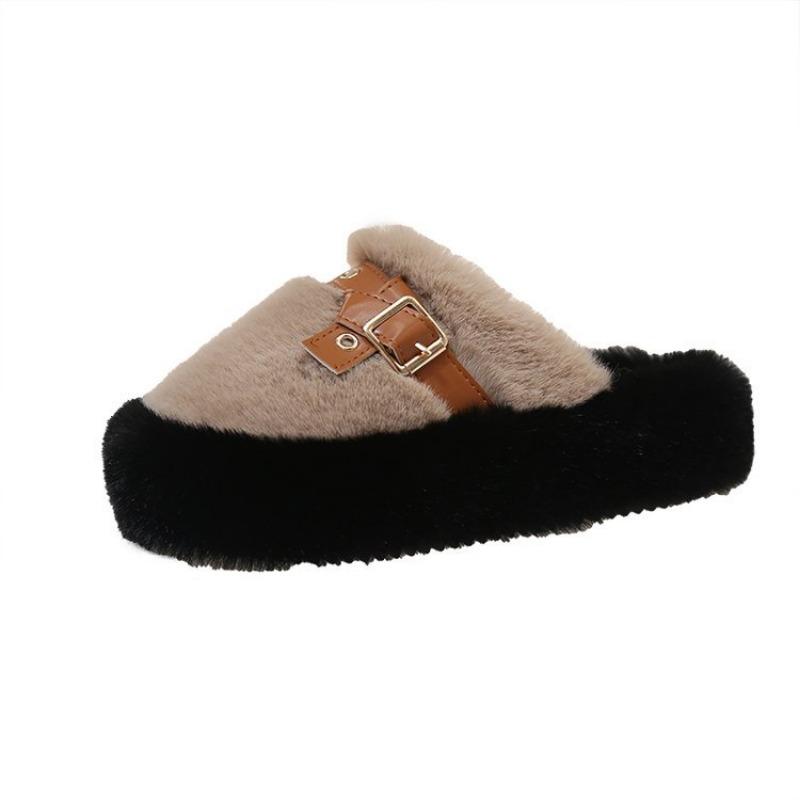 Осень и зима новая сумка голова плюшевые тапочки модная сумка голова тапочки на одном педале женские домашние тапочки