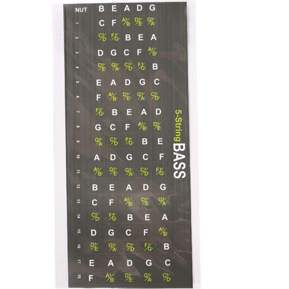 Tone Guitar Fretboard Note Sticker Portable Guitar Chord Stickers 5-string Bass
