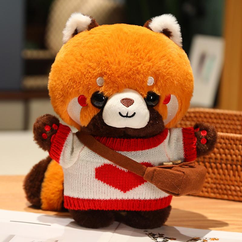 30cm Cute Raccoon Into Red Brown Red Panda Dress Up Plush Toy Plush Animal Soft Pillow Birthday Gift for Children