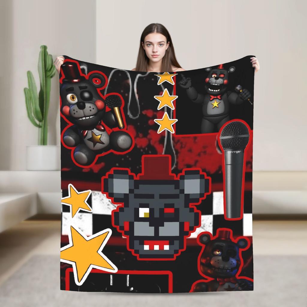 FNAFS At Freddy's Horror Blanket Camping Flannel Throw Blanket For Outdoor Soft Design Quality Bedspread Birthday Gift