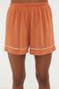 Women's Fashion Viscose Woven Pajama Set with Cinnamon Piping Detail