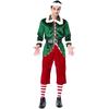 Adult Men Christmas Xmas Green Elf Top Pants Hat Socks Velvet Sets New Year Halloween Role Play Dress Up Cosplay Costume