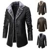 Men Jackets Winter Men'S Autumn and Winter Mid-Length Business Retro Plus Velvet Lapel Sets Plush Hooded