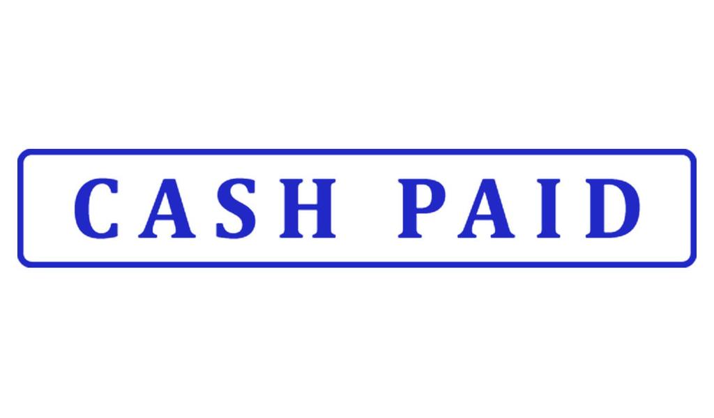 Printtoo Cash Paid Self Inking Rubber Stamp Pre-Inked Office Stamp- Home Office Business Stationery, Black- 42 x 9