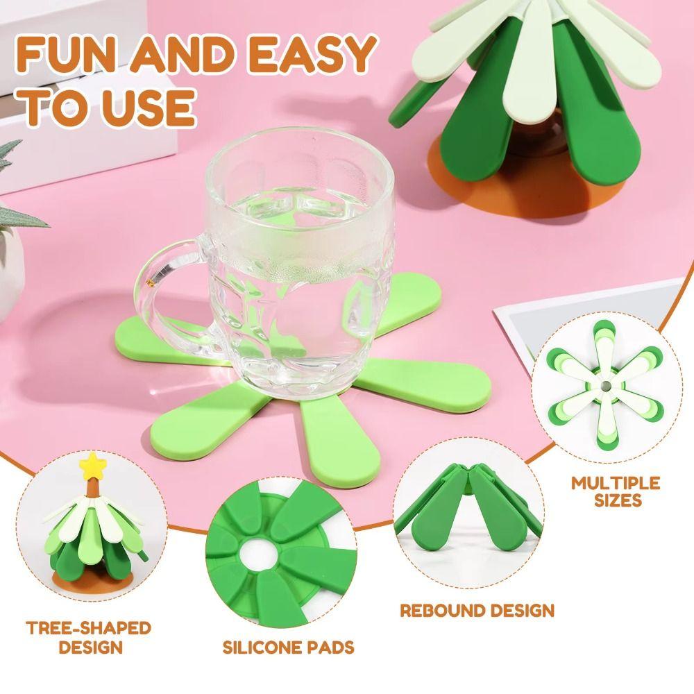Non-slip Dishes Heat Insulation Pad Suction Cup Base Tree Table Mat  Christmas Decoration
