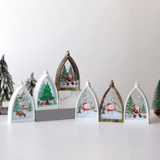 Винтажное Рождественское Украшение Дом Форма Санта Клаус Олень Снеговик Статуэтка Ночник Светящееся Украшение