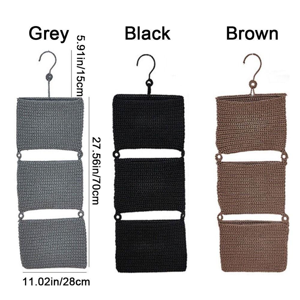 Folding Wall Mounted Storage Basket Washable Sundry Storage Bag Three Layers Hanging Bag  Magazines