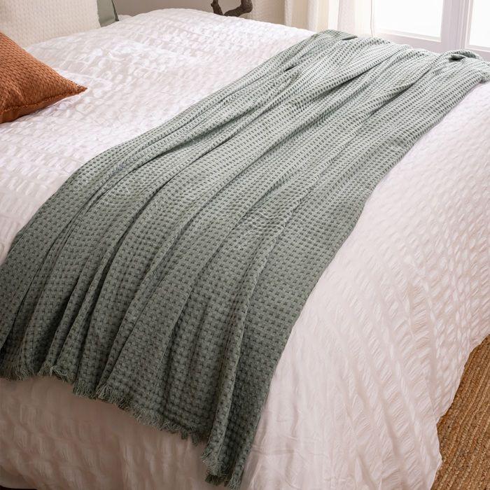 Plaid jete de lit widdy bleu celadon 130 x 180 cm