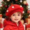 Французский Стиль Берет Шляпа Плюшевый Помпон Декор Детский Берет Шляпа с Противоскользящим Дизайном Эластичная Посадка Теплая Вязаная Шапка Осень Зима Головной Убор