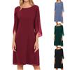 Women's Fashion Irregular Sleeves Solid Color Chiffon Mid-length Casual Dress