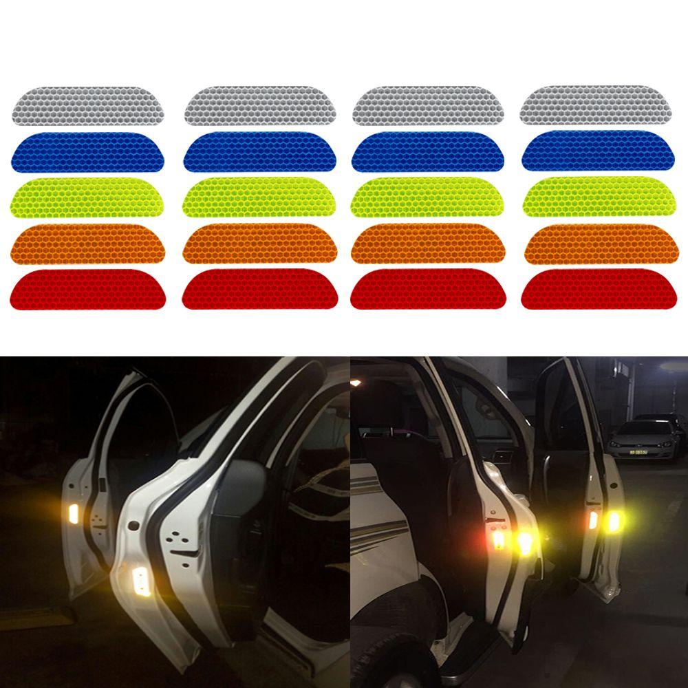 4pcs Rear Open Sign Universal Car Door Stickers Safety Reflective Tape Warning Mark