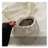 Trendy Ruched Faux Leather Bucket Bag for Women, Fashion Chain Shoulder Crossbody Hobo Purse, Casual Chic Handbag