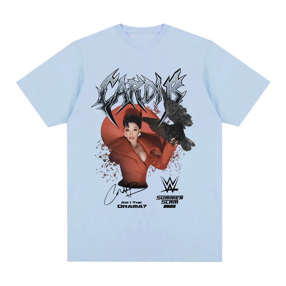 Карди Би С Подписью - Я ДРАМА Футболка Рукав Мода Круглый Вырез Футболка Лето 100% Хлопок Футболка Camiseta Hombre Летние Топы