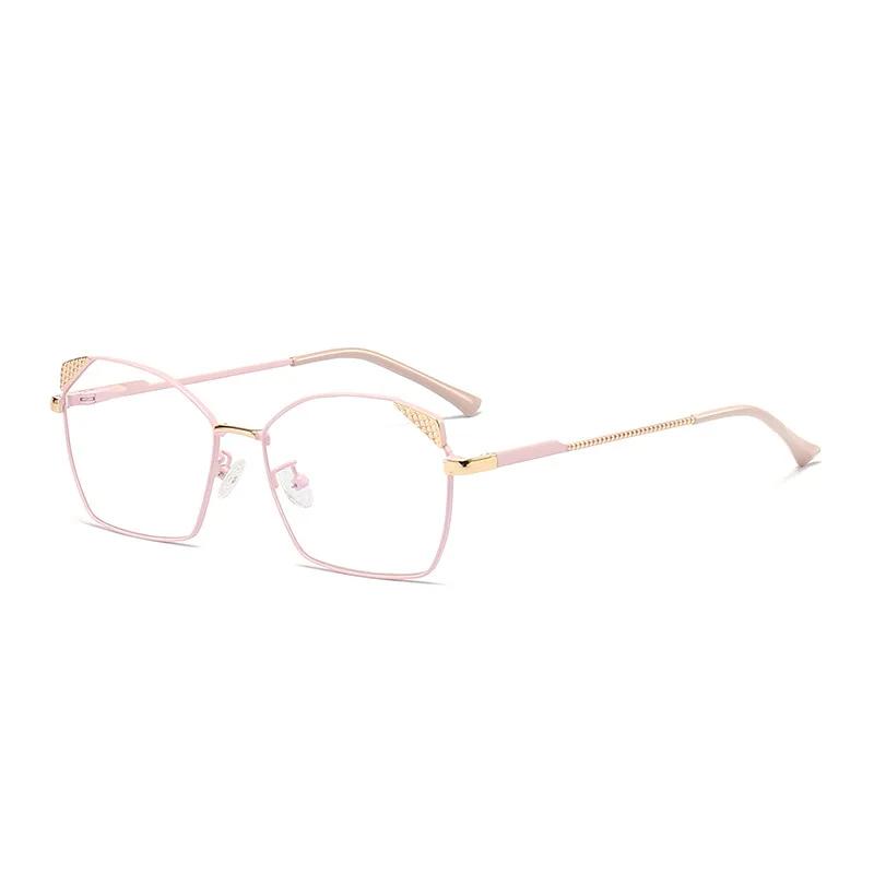 Trendy Blue Light Blocking Glasses Ultralight Square Frame Women Designers Metal Anti Eye Strain