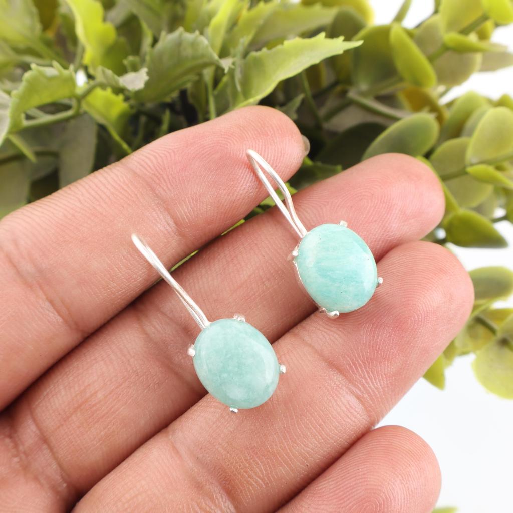 Серьги из амазонита из серебра 925 пробы, серьги с драгоценными камнями высшего качества, очаровательные украшения ручной работы, для подарка на годовщину