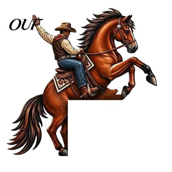 Rustic Home Ornaments Western Horse Wooden Door Topper Decor, 2D Printed Frame Decorative Corner Sign Ornament, Top Shelf Decoration for Farmhouse
